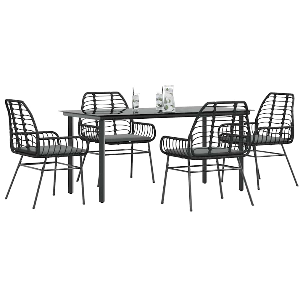 vidaXL 3-delige Tuinset poly rattan glas zwart