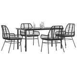 vidaXL 3-delige Tuinset poly rattan glas zwart
