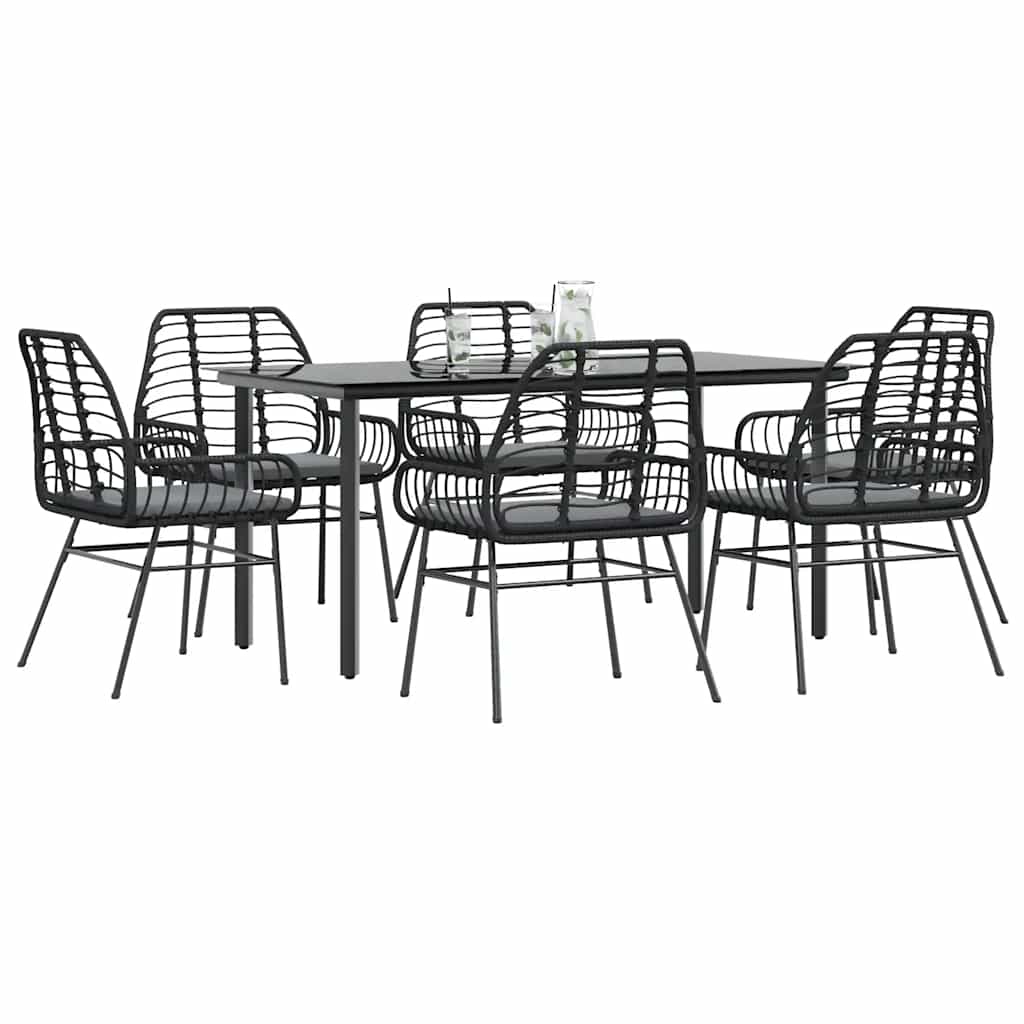 vidaXL 3-delige Tuinset poly rattan glas zwart