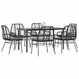 vidaXL 3-delige Tuinset poly rattan glas zwart