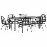 vidaXL 3-delige Tuinset poly rattan glas zwart