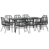 vidaXL 3-delige Tuinset poly rattan glas zwart