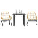 vidaXL 3-delige Tuinset poly rattan glas zwart