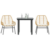 vidaXL 3-delige Tuinset poly rattan glas zwart