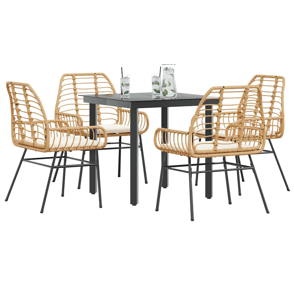 vidaXL 3-delige Tuinset poly rattan glas zwart