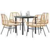 vidaXL 3-delige Tuinset poly rattan glas zwart