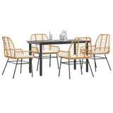 vidaXL 3-delige Tuinset poly rattan glas zwart