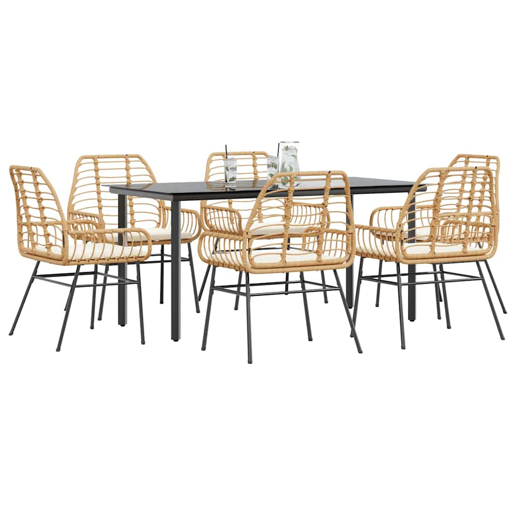 vidaXL 3-delige Tuinset poly rattan glas zwart