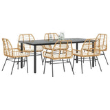 vidaXL 3-delige Tuinset poly rattan glas zwart