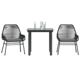 vidaXL 3-Piece Garden Lounge Set with Cushions Poly Rattan Glass Black