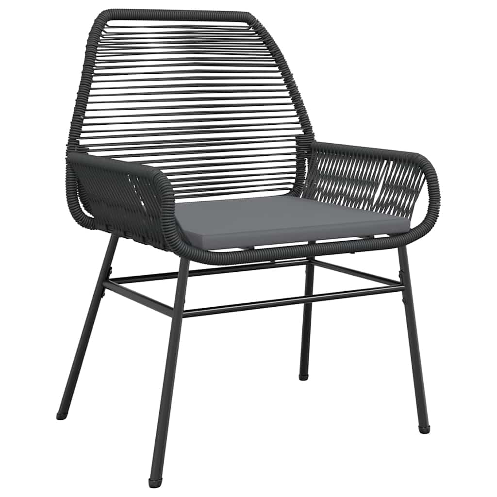 vidaXL 3-Piece Garden Lounge Set with Cushions Poly Rattan Glass Black