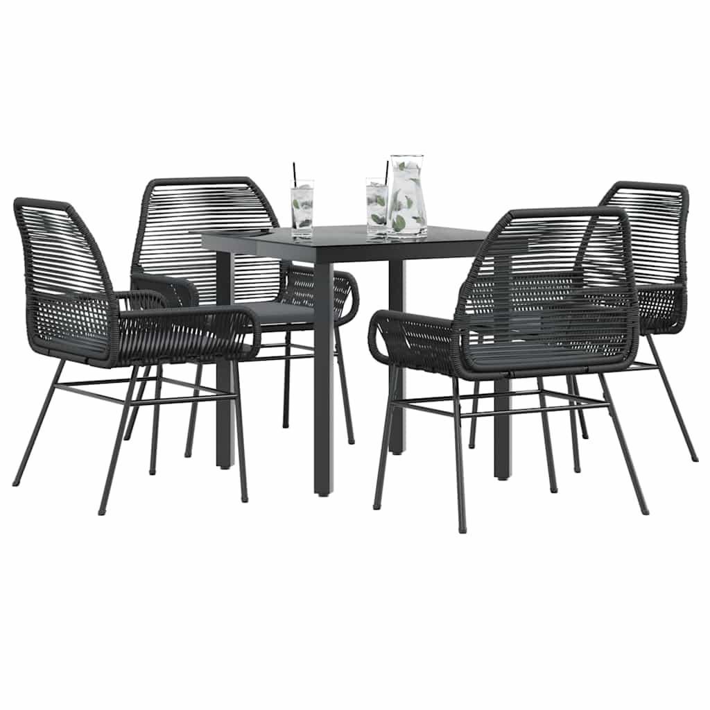 vidaXL 3-Piece Garden Lounge Set with Cushions Poly Rattan Glass Black