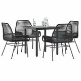 vidaXL 3-Piece Garden Lounge Set with Cushions Poly Rattan Glass Black