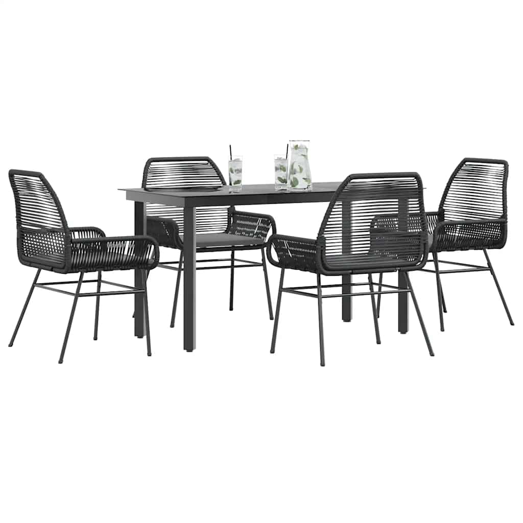 vidaXL 3-Piece Garden Lounge Set with Cushions Poly Rattan Glass Black