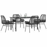 vidaXL 3-Piece Garden Lounge Set with Cushions Poly Rattan Glass Black