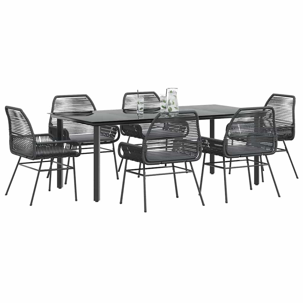 vidaXL 3-Piece Garden Lounge Set with Cushions Poly Rattan Glass Black