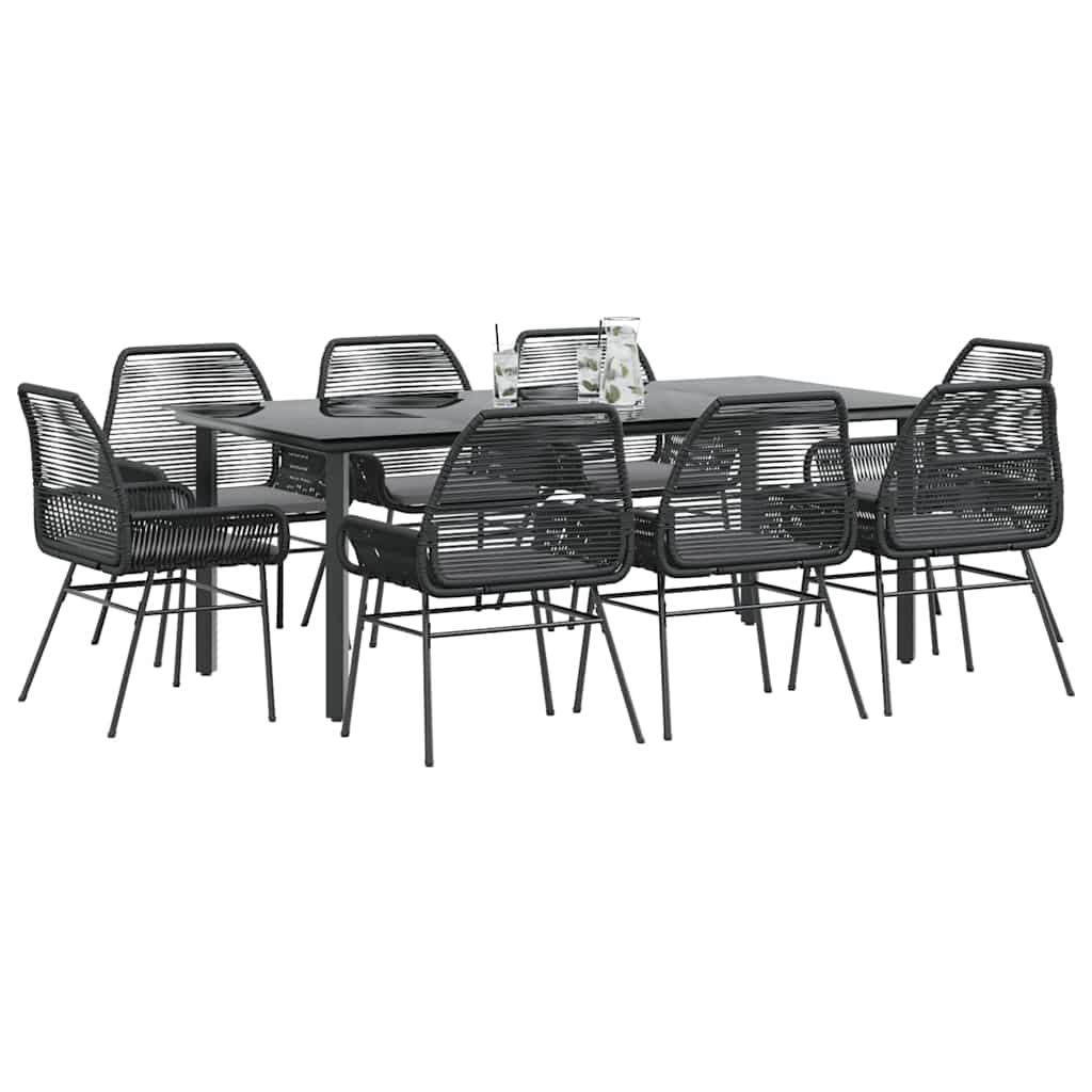 vidaXL 3-Piece Garden Lounge Set with Cushions Poly Rattan Glass Black