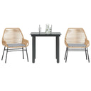 vidaXL 3-Piece Garden Lounge Set with Cushions Poly Rattan Glass Black