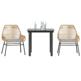 vidaXL 3-Piece Garden Lounge Set with Cushions Poly Rattan Glass Black