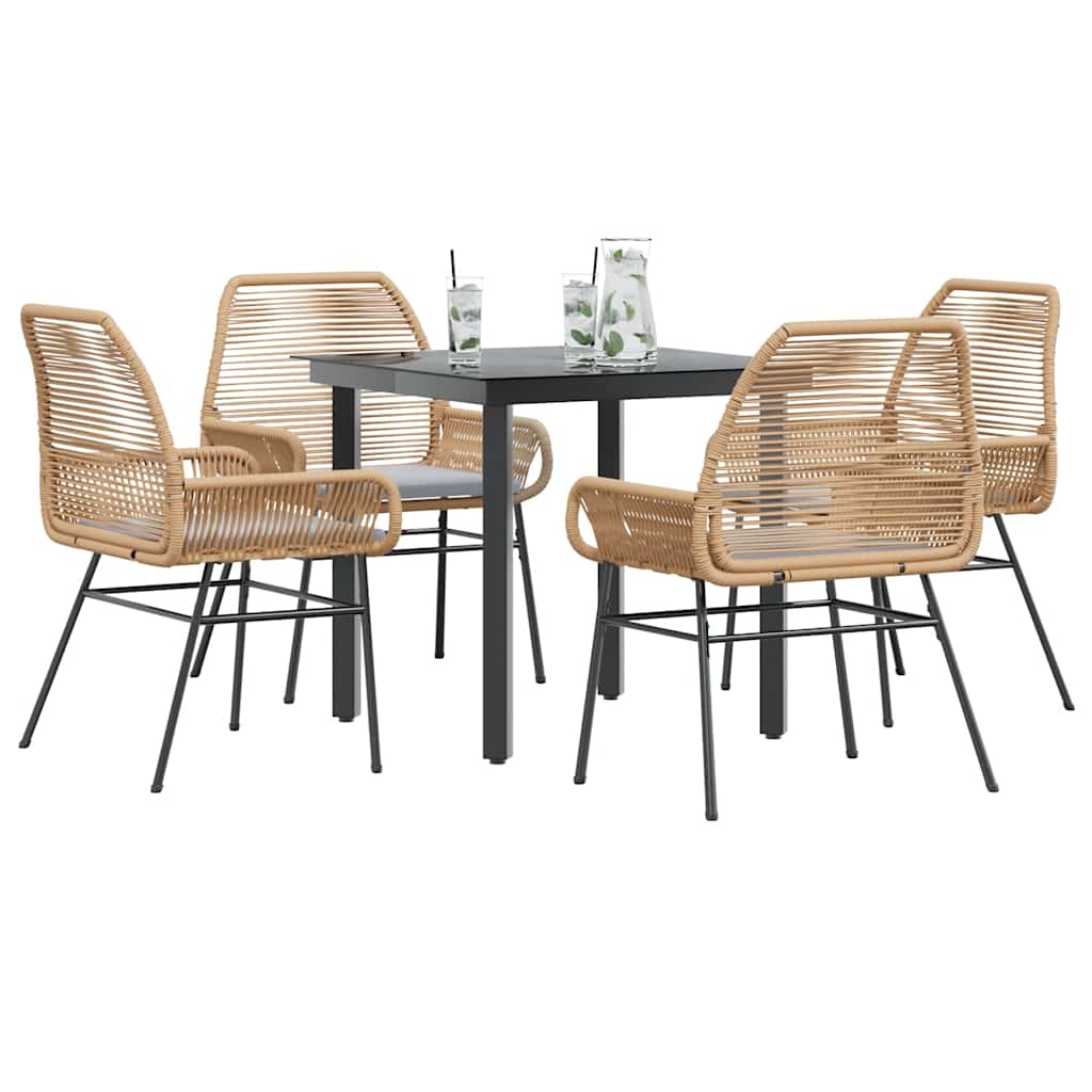 vidaXL 3-Piece Garden Lounge Set with Cushions Poly Rattan Glass Black
