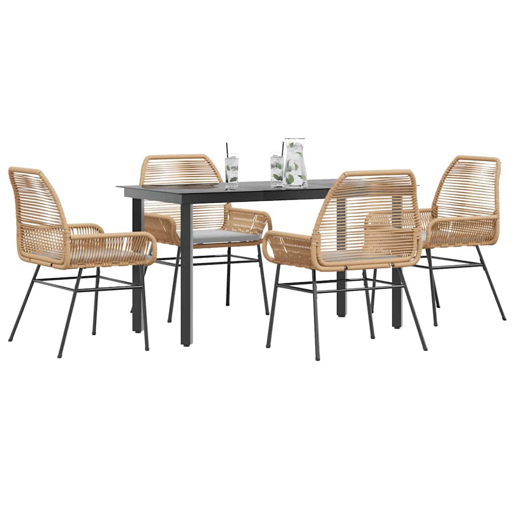 vidaXL 3-Piece Garden Lounge Set with Cushions Poly Rattan Glass Black