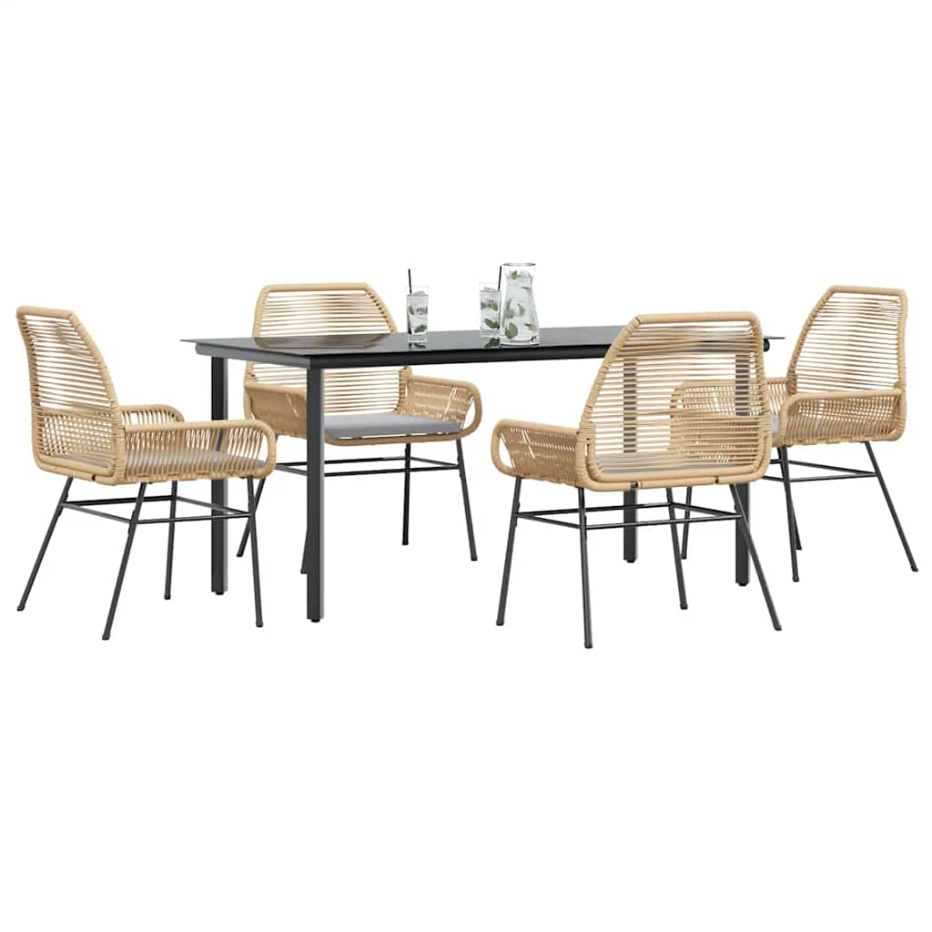 vidaXL 3-Piece Garden Lounge Set with Cushions Poly Rattan Glass Black