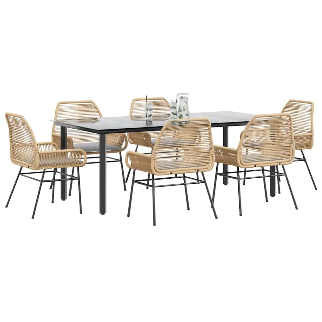 vidaXL 3-Piece Garden Lounge Set with Cushions Poly Rattan Glass Black