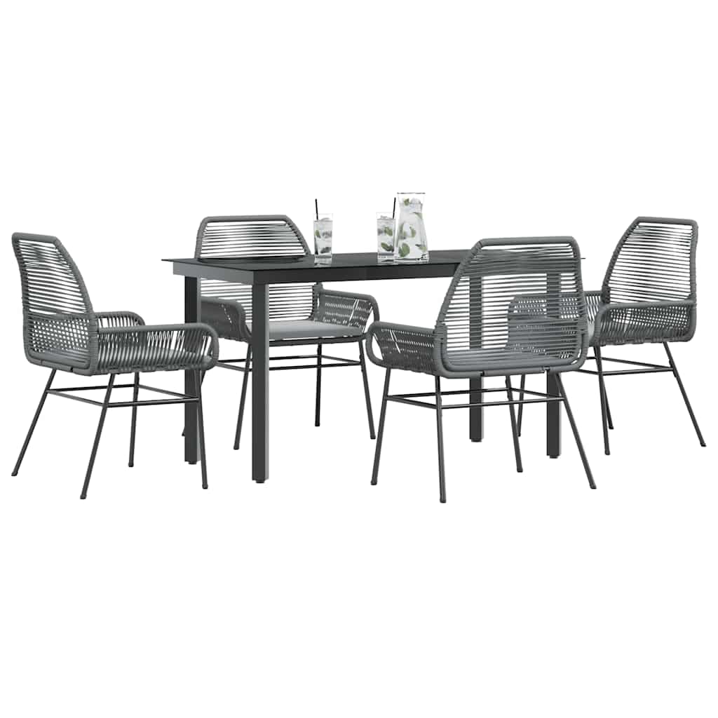 vidaXL 3-Piece Garden Lounge Set with Cushions Poly Rattan Glass Black