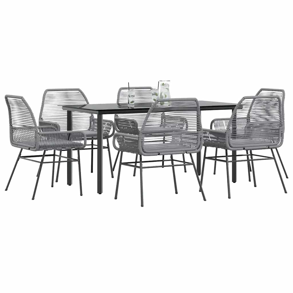 vidaXL 3-Piece Garden Lounge Set with Cushions Poly Rattan Glass Black