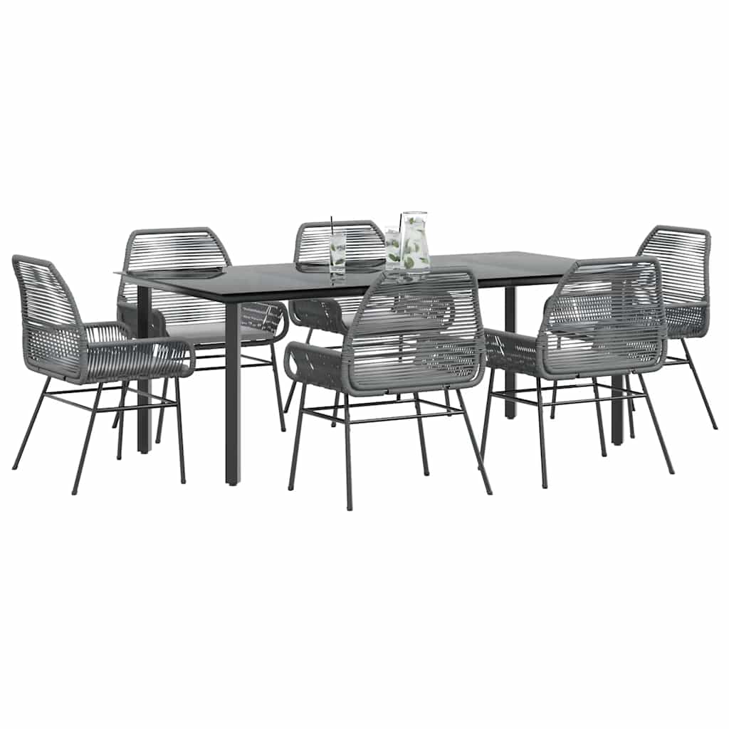 vidaXL 3-Piece Garden Lounge Set with Cushions Poly Rattan Glass Black