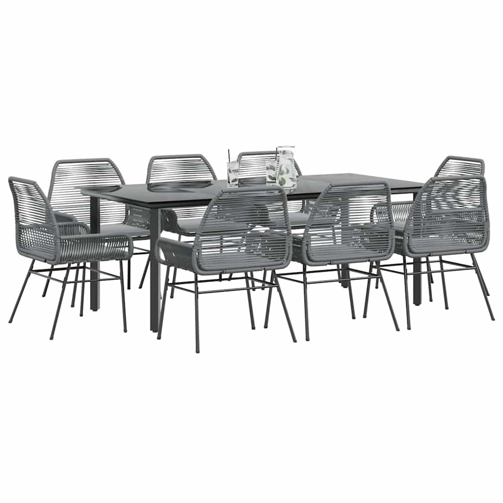 vidaXL 3-Piece Garden Lounge Set with Cushions Poly Rattan Glass Black
