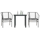 vidaXL 3-delige Tuinset poly rattan glas zwart