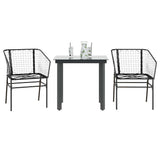 vidaXL 3-delige Tuinset poly rattan glas zwart