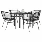 vidaXL 3-delige Tuinset poly rattan glas zwart