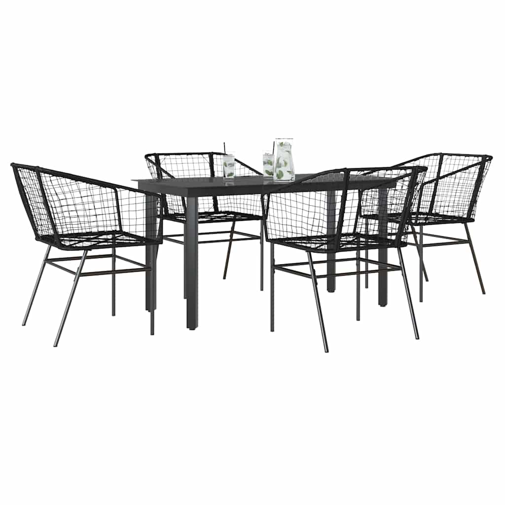 vidaXL 3-delige Tuinset poly rattan glas zwart