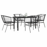 vidaXL 3-delige Tuinset poly rattan glas zwart