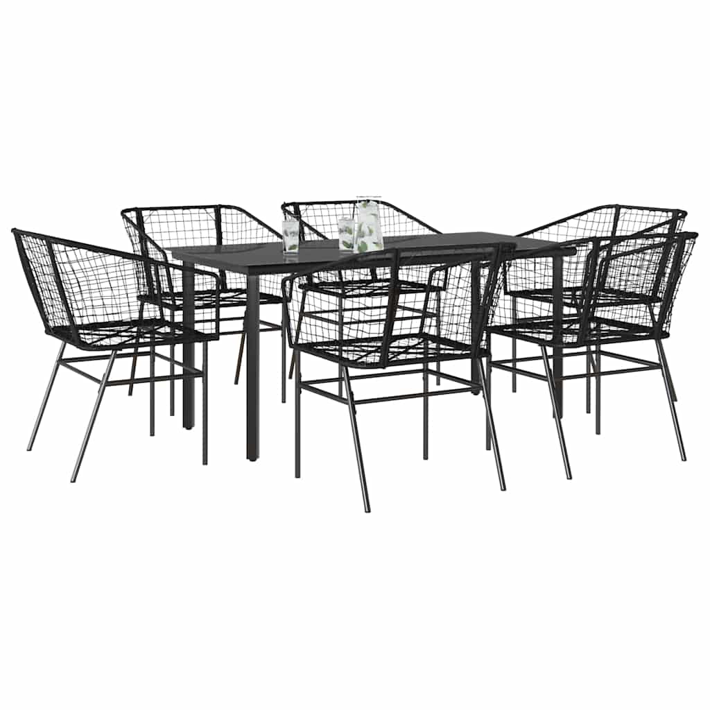 vidaXL 3-delige Tuinset poly rattan glas zwart