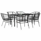vidaXL 3-delige Tuinset poly rattan glas zwart