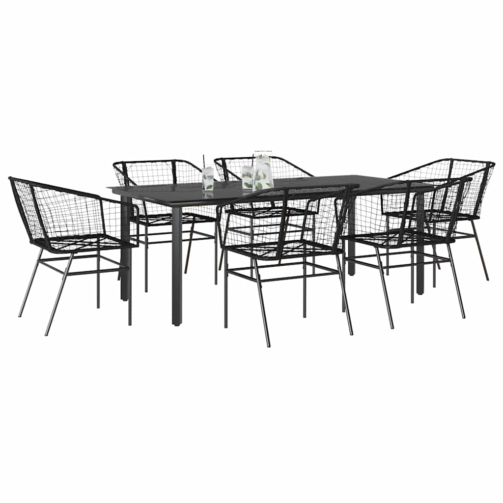 vidaXL 3-delige Tuinset poly rattan glas zwart