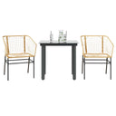 vidaXL 3-delige Tuinset poly rattan glas zwart