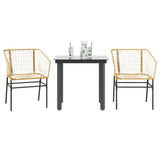 vidaXL 3-delige Tuinset poly rattan glas zwart
