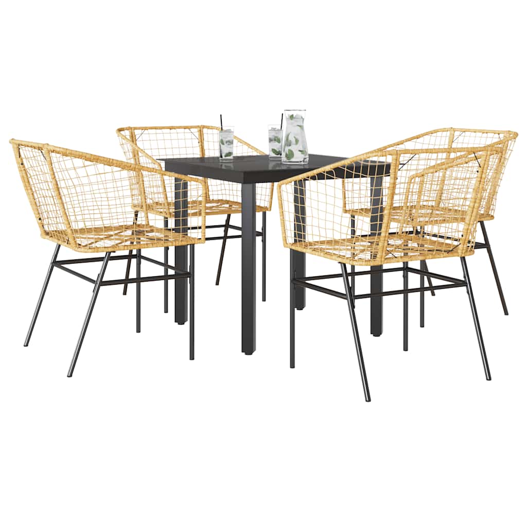 vidaXL 3-delige Tuinset poly rattan glas zwart