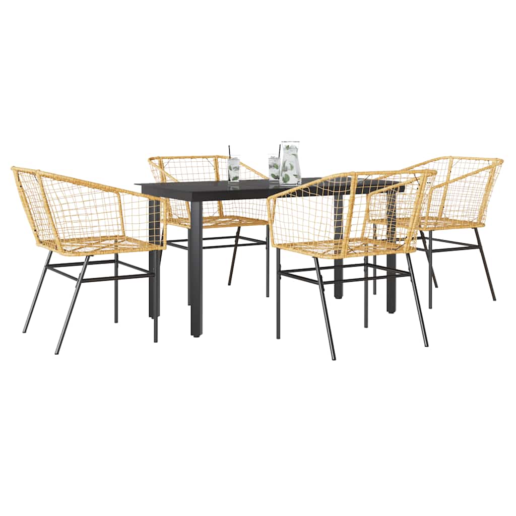 vidaXL 3-delige Tuinset poly rattan glas zwart