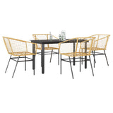 vidaXL 3-delige Tuinset poly rattan glas zwart