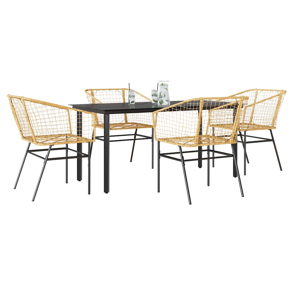 vidaXL 3-delige Tuinset poly rattan glas zwart