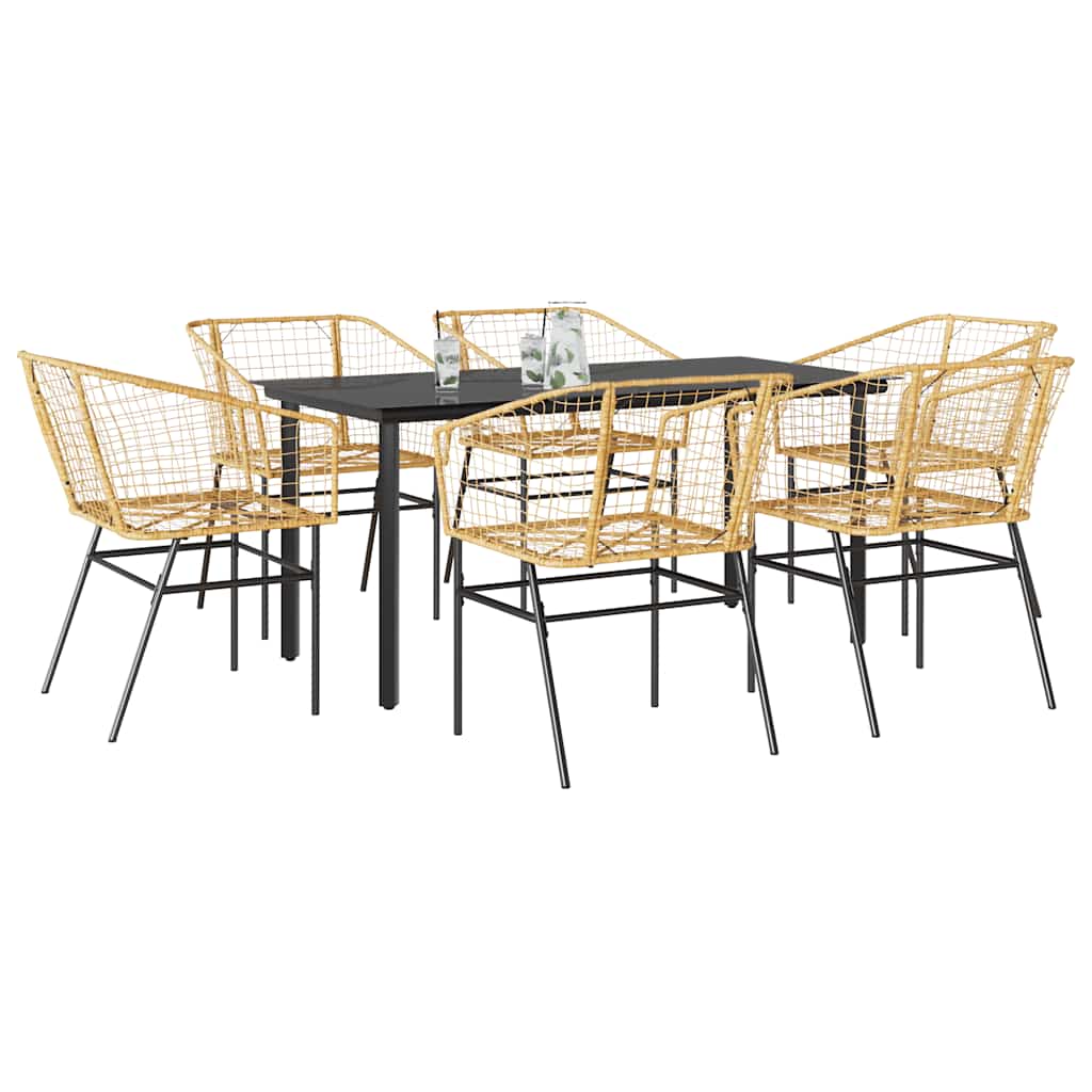vidaXL 3-delige Tuinset poly rattan glas zwart
