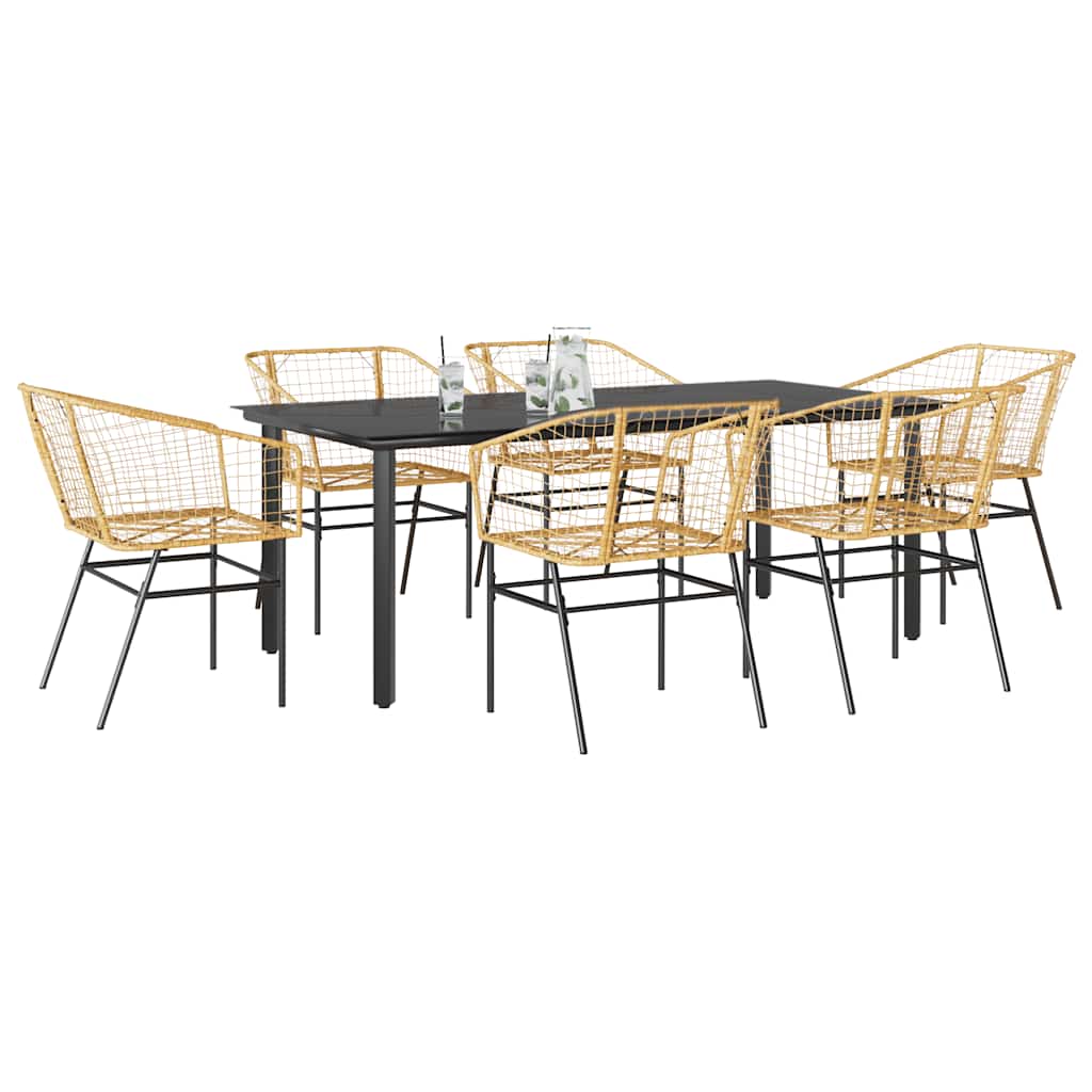 vidaXL 3-delige Tuinset poly rattan glas zwart
