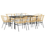 vidaXL 3-delige Tuinset poly rattan glas zwart