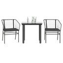 vidaXL 3-delige Tuinset poly rattan glas zwart