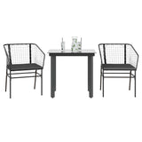 vidaXL 3-delige Tuinset poly rattan glas zwart